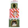 120 cm Cute Cat Climbing Furniture with 3 Condos and Hideaway Caves-Green