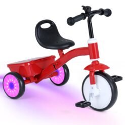 Toddler Tricycle Bike with Glowing Wheels and 4-Level Adjustable Seat