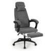 Reclining Home Office Chair Chenille Fabric Upholstered Computer Desk Chair with Padded Linkage Armrests-Grey