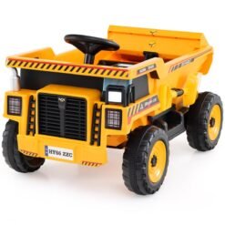 4-Wheeler Construction Electric Vehicle with Dump Bed and Remote Control-Yellow & Black