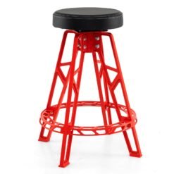 Garage Chair with Round Padded Seat and Heavy Duty Aluminum Frame-Red