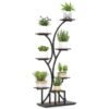 146CM Tall 8-Tier Corner Metal Plant Shelf for Multiple Plants-Rustic Brown