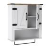 Bathroom Wall Cabinet with Barn Doors and Adjustable Shelf-White
