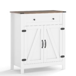 Kitchen Pantry Storage Cabinet with Drawer and Adjustable Shelf-White