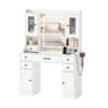 Vanity Desk with Mirror and Lights for Bedroom-White