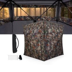 360 Degree One-way See-through Hunting Blind 4 People Ground Blind with Silent-slide Windows