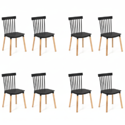 Set of 8 Windsor Dining Chairs with Spindle Backs and Curved Seats