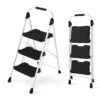 Folding Step Stool with Cushioned Handrail and Wide Anti-Slip Pedal-Black