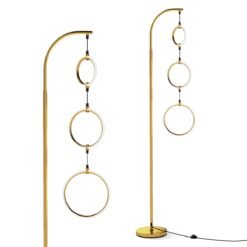 3-Circle LED Floor Lamp with Foot Pedal Switch and 3 Color Temperatures-Golden
