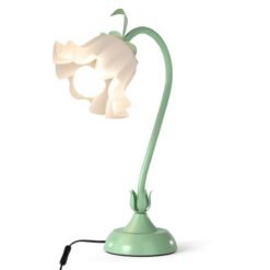 Vintage Nightstand Lamp with Lily of the Valley Acrylic Lampshade-Green
