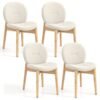 Wooden Dining Chairs Set of 4 Soft Boucle Upholstered Kitchen Chairs