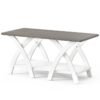 Farmhouse Wooden Accent Table with X-shaped Legs and Storage Shelf-Light Grey