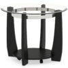 81CM 2-Tier Round Center Table with Storage Shelf and Solid Rubber Wood Legs-Black