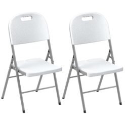 Outsunny Set of Two Foldable Outdoor Chairs - White