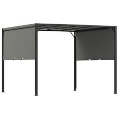 Outsunny 3 X 3 Meters Pergola with Sliding Roof, Garden Gazebo with Adjustable Sun Shade Canopy and Steel Frame, Charcoal Grey