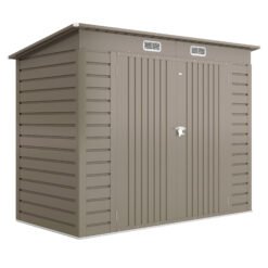 Outsunny 3.7 x 7.9ft Galvanised Steel Shed, with Latched Door and Padlock - Light Grey