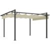 Outsunny 3 x 4m Aluminium Pergola, with Retractable Roof - Grey/Khaki