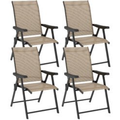 Outsunny Set of Four Folding Outdoor Chairs - Brown/Black