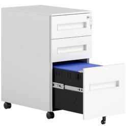 Vinsetto Three-Drawer Steel Filing Cabinet - White