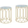 Outsunny Round Coffee Table Set of 2, Modern Nesting Tables with Ceramic Tile Top, Small End Tables, Indoor Outdoor Side Table with Metal Frame for Living Room, Bedroom, Patio, Balcony, Multicoloured