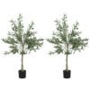 HOMCOM Set of Two Silk Leaf Artificial Olive Trees