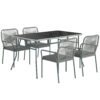 Outsunny Five-Piece PE Rattan Garden Dining Set with Cushions & Stackable Chairs - Light Grey