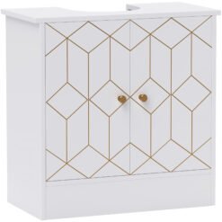 HOMCOM Under Sink Bathroom Cabinet, Under Sink Cabinet with Adjustable Shelf and Open Compartment for Basin with or without Pedestal, 60 x 30 x 60cm, White