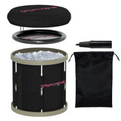 SPORTNOW 210L Outdoor Ice Bath Tub, with Lid, Cover, Carry Bag, Black