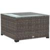 Outsunny 62 x 62cm Glass-Top Rattan Side Table - Dark Grey