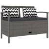 Outsunny 160L Storage Two-Seater Rattan Bench - Grey