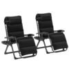 Outsunny Set of Two Reclining Sun Loungers, with Cushion - Black