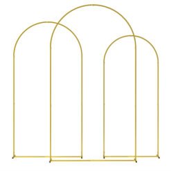 Outsunny Wedding Arch Frame Set, 2.2, 2, 1.8 m Metal Arch Backdrop Stand Set of 3, Balloon Arch Stand Set for Birthday Party, Bridal Shower, Graduation, Ceremony, Banquet Decorations, Gold Tone