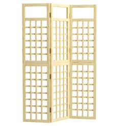 Outsunny 3-Panel Garden Privacy Screen, Freestanding Foldable Wooden Outdoor Divider/Trellis, Decorative Privacy Screen for Garden Patio Pool, 120 x 170 cm, Natural Wood Finish