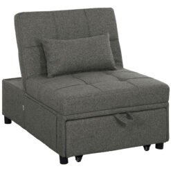 HOMCOM Four-In-One Single Sleeper Chair - Dark Grey