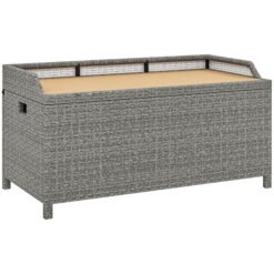 Outsunny 130 L Rattan Garden Storage Box, with Seat - Grey