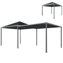 Outsunny3x3or 3x 6m GardenGazebo with Extendable Awning and Wheels,UPF30+ OutdoorMetal GazeboCanopyShelterfor BBQ, Event, Party