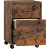 HOMCOM Rolling File Cabinet with 2 Drawers, Mobile Filing Cabinet with Hanging File Folder for Letter Sized Documents, Rustic Brown