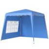 Outsunny 2.4 x 2.4m Two Wall Pop Up Gazebo - Blue