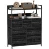 HOMCOM Rustic Chest of Seven Fabric Drawers - Black