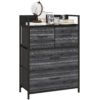 HOMCOM Rustic Chest of Four Fabric Drawers - Black