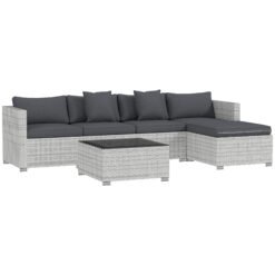 Outsunny 6 Pieces Rattan Corner Sofa Set - Mixed Grey