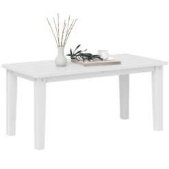 Outsunny Outdoor Garden Coffee Table, HDPE All-Weather Rectangular Outdoor Garden Table with Slatted Tabletop for Patio, Balcony, 91 x 44 x 42 cm, White