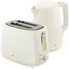 HOMCOM Kettle and Toaster Set, 1.7L 3000W Fast Boil Kettle & 2 Slice Toaster Kitchen Set with 7 Level Browning Controls, Defrost, Reheat, Boil-dry Protection, Cream White