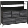 HOMCOM Rustic Chest of Five Fabric Drawers - Black