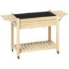 Outsunny 46 x 94cm Wooden Raised Planter, with Shelves - Natural Finish