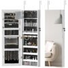 HOMCOM 108 x 37cm Lockable Jewellery Cabinet, with LED Lights - White Surface and Black Lining