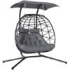 Outsunny Two-Seater Rattan Egg Chair - Black