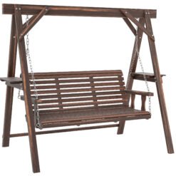 Outsunny Three-Seater Wooden Swing Bench
