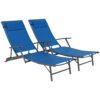 Outsunny Set of Two Adjustable Back Sun Loungers - Blue