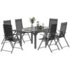 Outsunny 7 Piece Outdoor Dining Set with Extendable Table and 6 Folding Chairs for Patio, Balcony, Deck, Grey